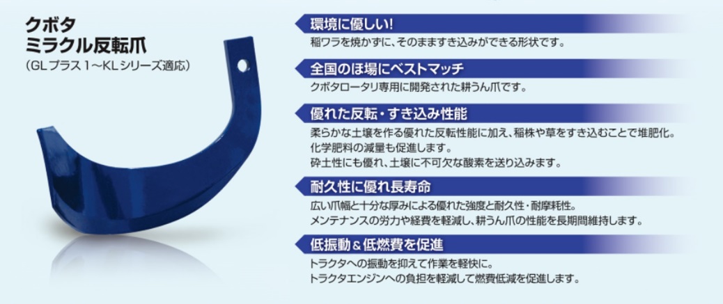 クボタ 純正爪 トラクター 耕うん爪 ミラクル反転爪 38本セット 2716S K52A,K52C GL・KL用 商品説明でロータリー型式を - 1